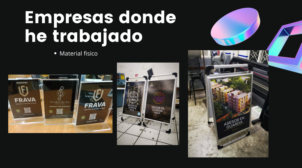 Impresión Material Físico — Displays · Señalética · Rack Cards
